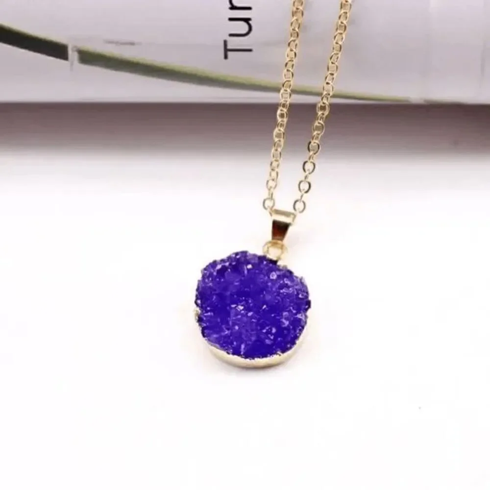 Purple Fashion Stone Round Necklace